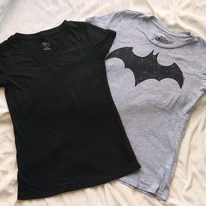 Set of two juniors XS tshirts in EUC - black t-shirt and Batman tshirt